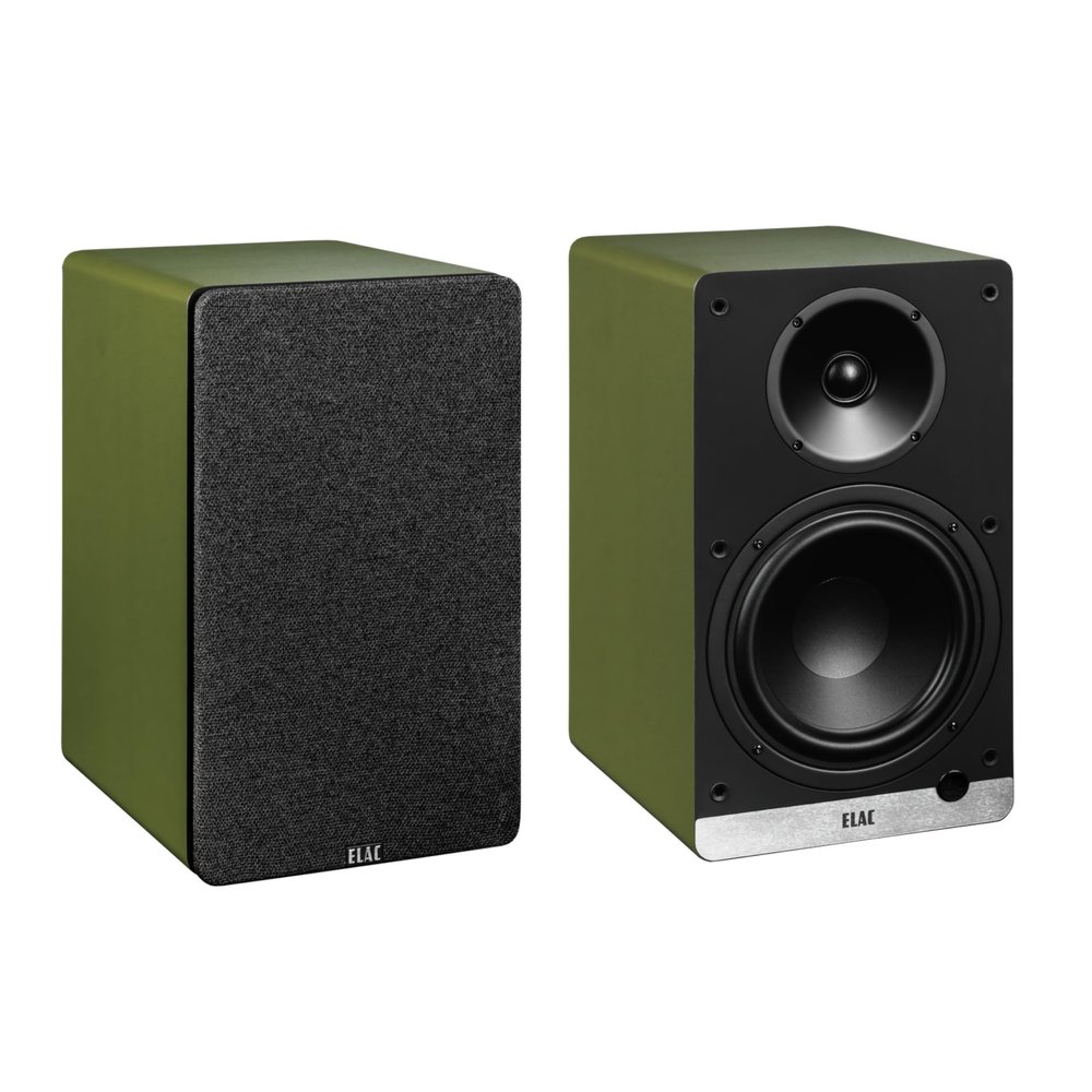 ELAC Debut ConneX 6.5" Powered Bookshelf Speaker, Olive - Active System with Dolby Digital Support - 6 1/2" Woofer & Rear Firing Ports - iOS & Android Compatible