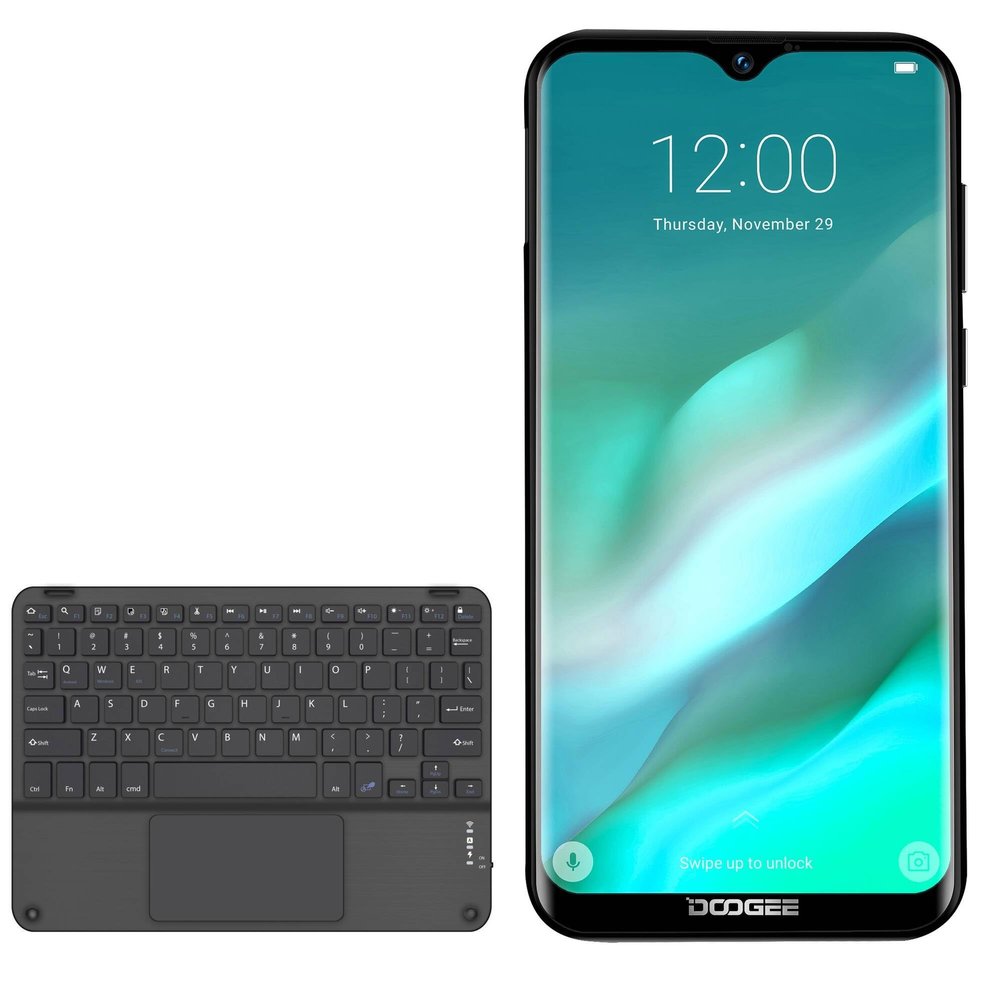 BoxWave Keyboard Compatible with Doogee Y8 - SlimKeys Bluetooth Keyboard with Trackpad, Portable Slim TouchPad - Jet Black