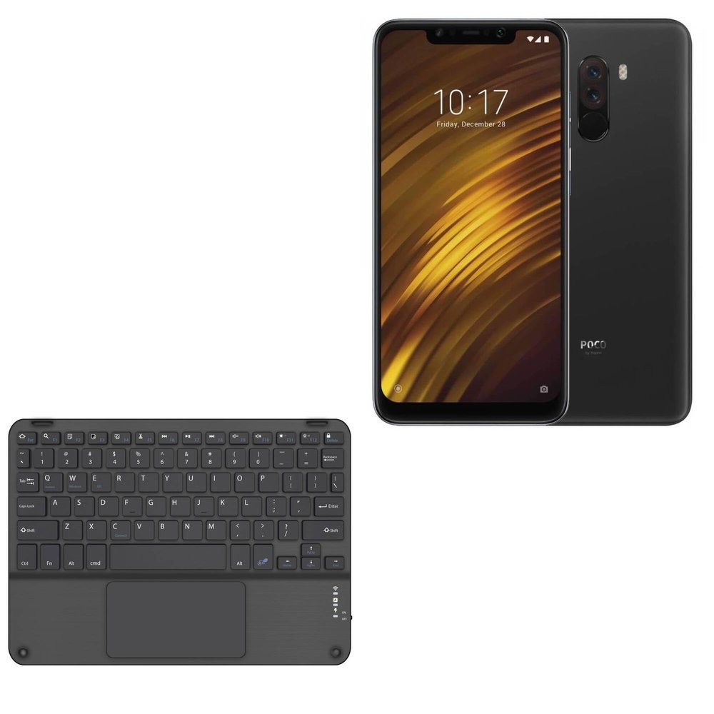 BoxWave Keyboard Compatible with Xiaomi Pocophone F1 - SlimKeys Bluetooth Keyboard with Trackpad, Portable Slim TouchPad - Jet Black