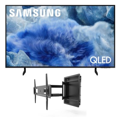 Samsung QN50Q8FAAFXZA 50 Inch Class QLED Q8F 4K Vision AI Smart TV with a Kanto R500 Recessed Ultra-Low Profile Full-Motion Mount (2025)