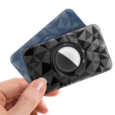 for Air Tag Wallet Holder 2 Pack Ultra Thin, Wallet Card Holder for Airtags 1st/2nd Generation, Slim Thin Airtag Card Case for Purse, Handbag, Backpack, Clutch, Luggage, Badge, Passport (Black/Blue)