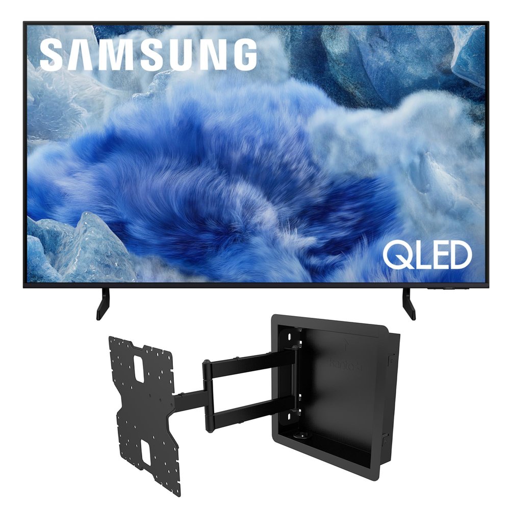 Samsung QN43Q8FAAFXZA 43 Inch Class QLED Q8F 4K Vision AI Smart TV with a Kanto R400 Recessed in-Wall Full Motion Articulating TV Mount (2025)