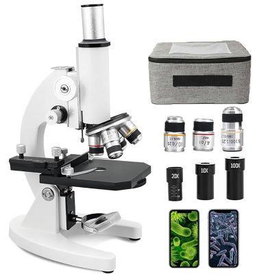 200000X HD Biological Microscope, Lab Microscope, 0-45 Viewing Angle, Dual Coaxial Focus, Professional Biological Microscope Kit for Students Adults School/Laboratory/Aquaculture