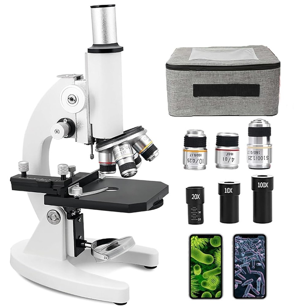 200000X HD Biological Microscope, Lab Microscope, 0-45 Viewing Angle, Dual Coaxial Focus, Professional Biological Microscope Kit for Students Adults School/Laboratory/Aquaculture