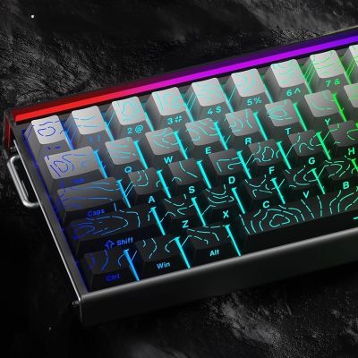 134 Keys PBT Doubleshot Keycaps Cherry Profile Shine Through Topographic Keycaps Set Fit for 61/64/87/104/108 Cherry Mx Switches Mechanical Keyboard