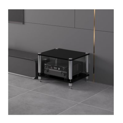 Audio Stands HiFi Entertainment Media Stand Audio Equipment Foot pegs Strong Load-Bearing Capacity No Damage to Equipment Suitable for a Wide Range of Applications(Black,2 Tier)