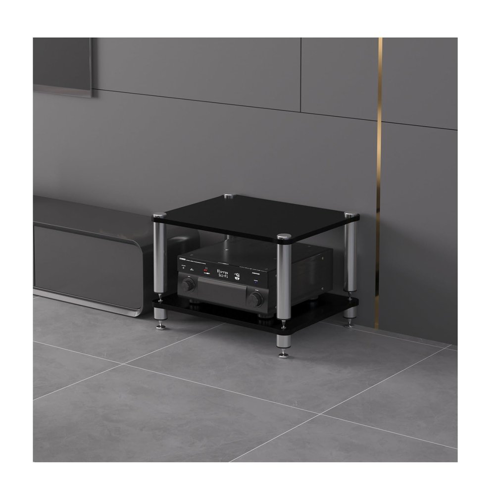Audio Stands HiFi Entertainment Media Stand Audio Equipment Foot pegs Strong Load-Bearing Capacity No Damage to Equipment Suitable for a Wide Range of Applications(Black,2 Tier)