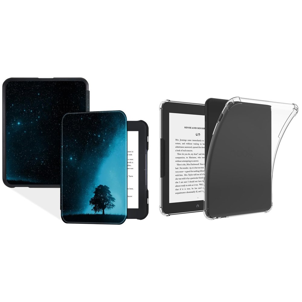 BOZHUORUI Case for 6" Nook Glowlight 4 / Glowlight 4E - Slim Lightweight PU Leather Cover + Clear Flexible Soft Back Cover
