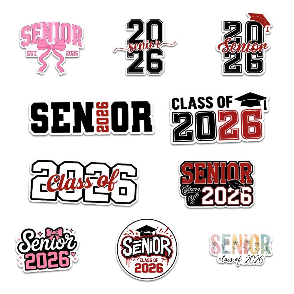 10Pcs-3" Senior 2026 Sticker Pack Cute Girly & Boy High School Sticker for Student 2026 Senior Stickers Graduation Class of 2026 Gift College Student Decoration for Laptop Bottle Tablet Case (S11)