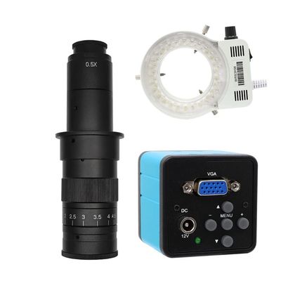 Lab Microscope Slides VGA USB Digital Electronic Microscope Camera 130X 200X 250X Zoom C Mount 56 LED Ring Light Lamp for Trinocular Microscopio Microscope Parts(VGA 0.5xC Mount LED)