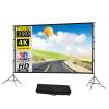Outdoor Projector Screen with Stand, Portable Foldable Black Backing Movie Screen with Carry Bag for Movie Night, Camping(120inch) view 1