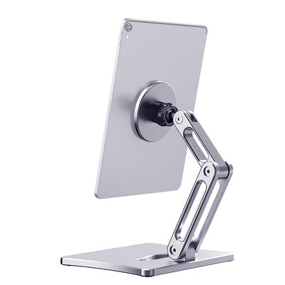 NovelGoal Universal Magnetic Tablet Mount, 360 Rotating Tablet Stand with Extra Strong Magnets, Aluminum Phone Holder Fit All Smartphones & Tablets (Sliver)