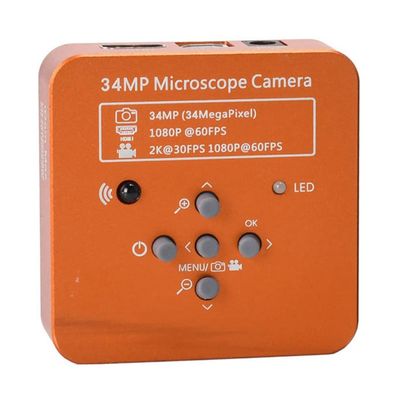 Lab Microscope Slides 34MP 2K 1080P 60FPS USB Industrial Electronic Digital Video Microscope Camera Microscope Parts(Orange)