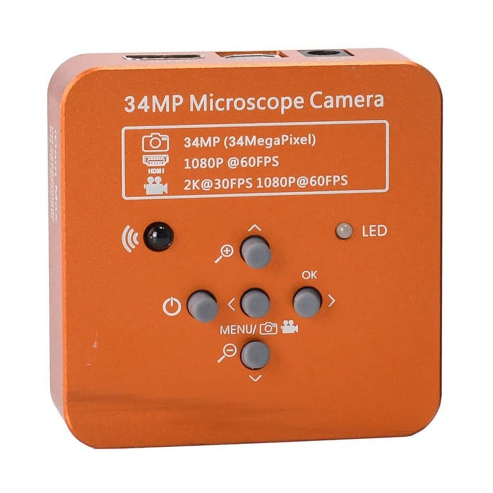 Lab Microscope Slides 34MP 2K 1080P 60FPS USB Industrial Electronic Digital Video Microscope Camera Microscope Parts(Orange)