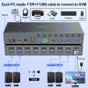 8 Port Displayport KVM Switch 4K@60Hz EDID Simulation, USB3.0 KVM Switch Displayport for 8 Computers Share 1 Monitor and 4 USB Devices,KVM Switches with Audio RS232 Wied Remote 12V Power and USB Cable view 3
