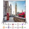10X8ft London City Backdrop Red Telephone Boxes and Double Decker Buses on Parliament Square and Big Ben Tower Background for Living Room Home Decorations view 2