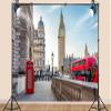 10X8ft London City Backdrop Red Telephone Boxes and Double Decker Buses on Parliament Square and Big Ben Tower Background for Living Room Home Decorations view 3