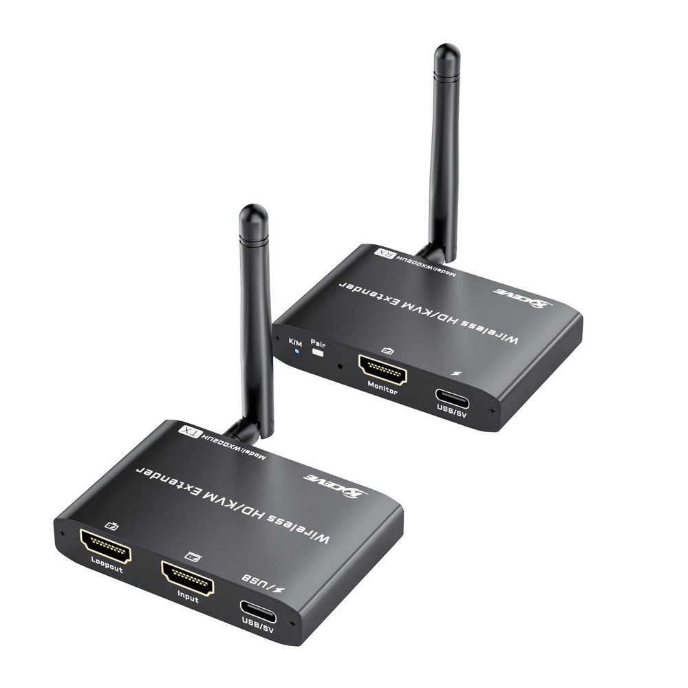 200M/650Ft Wireless HDMI Transmitter and Receiver 1080P@60Hz with KVM,Local Loop-Out,2.5/5GHz,Wireless HDMI Extender for Video Audio to Large Screen TV/Projector/Monitor from Laptop/PC/Camera