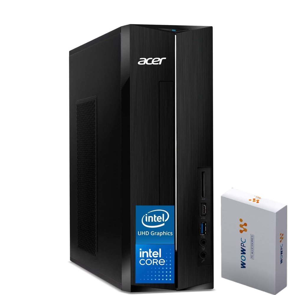 acer 2025 Aspire Desktop, 16GB RAM, 1TB PCIe SSD + 500GB Portable HDD, Intel Processor, Ultra-Quiet Design, SD Card Reader, Dual 4K Monitor Support, USB-C, Wired Keyboard and Mouse, Windows 11