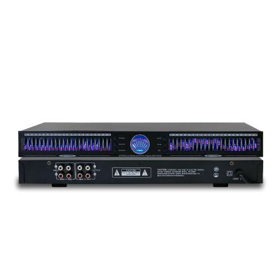 22-band stereo graphic equalizer with 10 preset effects to reduce noise and adjust low/mid/treble for studio, bar, stage