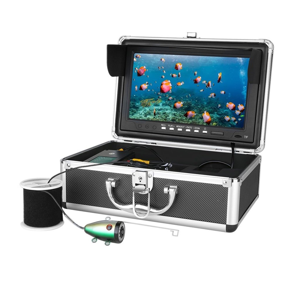 10 inch Underwater Fishing Camera 16GB DVR HD 1280 * 720 Screen 12pcs Infrared Lamp 1080P 15M/30M Fish Finder for Sea Ice Fishing(15M Cable)