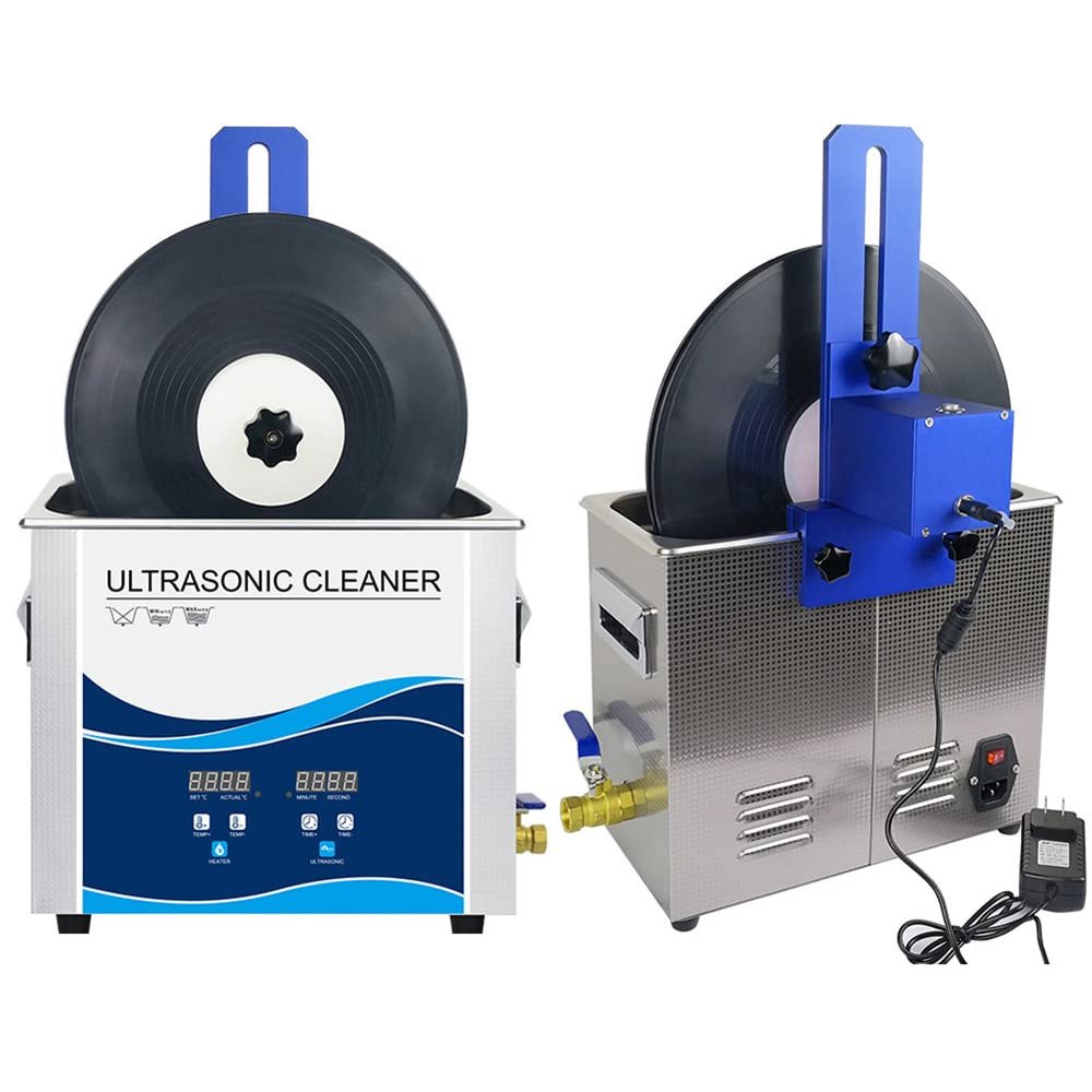 MDYHY Ultrasonic Vinyl Record Cleaner 300W Heated 6.5L Vinyl Record Cleaning System with Adjustable Temperature and Degas, Lifter Bracket (Blue)
