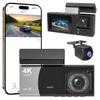 3 Channel 4K WiFi Dash Cam, 4K+1080P+1080P Front Inside and Rear, Triple Dash Camera with 32GB Card, APP Control, G-Sensor, 24 Hours Parking Mode, Loop Recording, Night Vision view 1