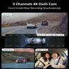 3 Channel 4K WiFi Dash Cam, 4K+1080P+1080P Front Inside and Rear, Triple Dash Camera with 32GB Card, APP Control, G-Sensor, 24 Hours Parking Mode, Loop Recording, Night Vision view 3