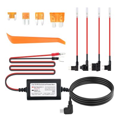 9.68Ft Dash Cam Hardwire Kit USB C,12V-30V to 5V Hardwire Kit for Dash Camera with Low Voltage Protection,Dashcam Hardwires Kits Includes 4PCS Fuse Tap & 4PCS 5A Blade Fuse