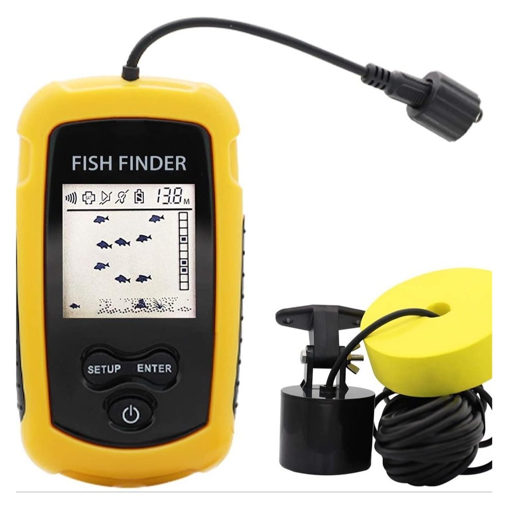 BINBINNIAO Alarm 100M Portable Sonar Fish Finders 45 Degrees Sonar Coverage Echo Sounder Alarm Transducer Lake Sea Fishing