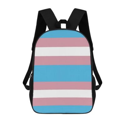 100% BLUE COLLAR Casual Laptop Backpack Transgender Pride Flag Striped Business Work Bag 17 Inch Carry On Bookbag Unisex-Adult Sport Backpack