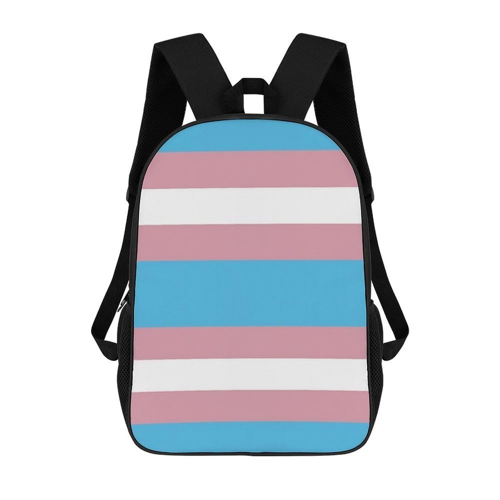 100% BLUE COLLAR Casual Laptop Backpack Transgender Pride Flag Striped Business Work Bag 17 Inch Carry On Bookbag Unisex-Adult Sport Backpack
