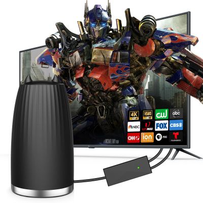 TV Antenna Indoor, Smart Antenna 600+ Miles Coverage Range, HD TV Antenna for Local Channels, Support 4K 1080P, Includes Signal Amplifier & 18ft Coaxial Cable, Support All TV.