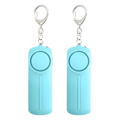 Pair of Personal Protection Alarms, Abs Formed, 130 Decibel Alert, Two-Way Use Also Led Illumination, Mobile Defense Instruments, Great for Crises, Blue