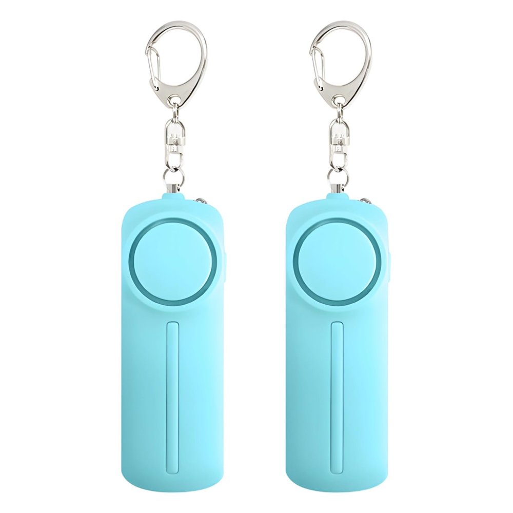 Pair of Personal Protection Alarms, Abs Formed, 130 Decibel Alert, Two-Way Use Also Led Illumination, Mobile Defense Instruments, Great for Crises, Blue