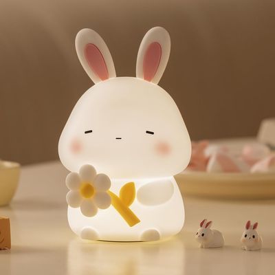 KinYiLO Bunny Night Light for Kids, 3 Level Dimmable Rabbit Nursery Nightlight, 1200mAh Soft Silicone Bedside Touch Lamps, Cute Rechargeable Easter Bunny Gifts for Baby Toddler Girls Boys Room Decor