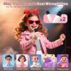 Portable Bluetooth CD Player with Dual Karaoke Microphones & LED Lights, 4000mAh Rechargeable CD Player with Speakers, USB/TF/AUX Music Player, Kids Karaoke Machine for Home, Outdoor, Parties (Pink) view 3