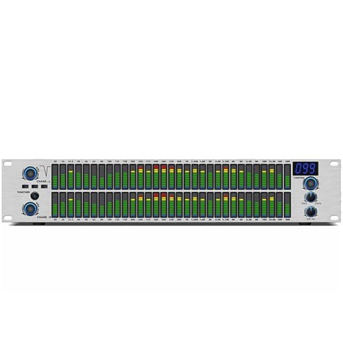 Digital Stereo Graphic Equalizer with Noise Reduction, Dual Channel Rack Mount, 10 Preset Effects, Suitable for HiFi Home Audio Tuning