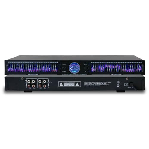 22-band audio equalizer, stereo graphic equalizer, dual-channel rack mount, 10 preset effects, automatic noise reduction