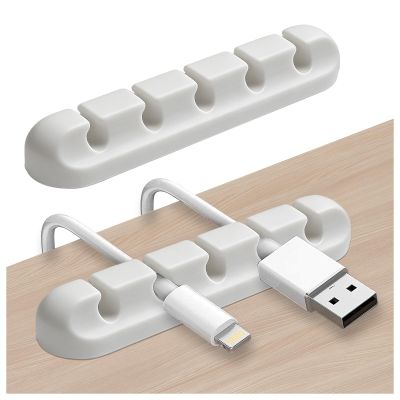 2 Packs Cable Clips, Cable Organizers for Cords, Cable Holder,Cord Organizer, Cord Holder for Desk,Car,Home and Office (5 Slots)White