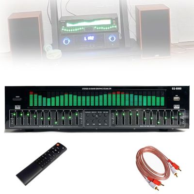 31-Band Dynamic Spectrum Digital Audio Processor with Remote Control and Bluetooth, Stereo Graphic Equalizer for Home and Studio Use