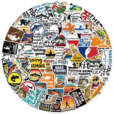 110PCS Funny Puns Fishing Stickers Pack for Tackle Box, Bucket, Cool Waterproof Vinyl Fish Stickers for Laptop Car Water Bottle Hard Hat Cooler Boat Skateboard Scrapbook Luggage Motorbikes
