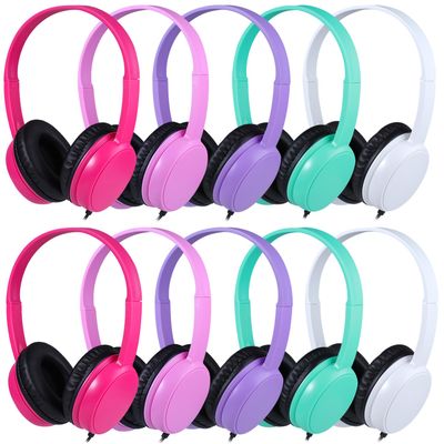 10 Pack Classroom Headphones for School Kids Students, Durable On Ear Comfy Wired Headset for Children Boys Girls Teens Toddler, Noise Stereo Sound 3.5mm Jack for Online Learning Travel(GS30,10Mixed)