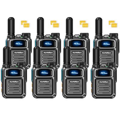 KAYOTOM Global Walkie Talkies Unlimited Range POC 4G Nationwide Long Distance 5000 Miles PTT Push-to-Talk Over Cellular Handheld Long Range Two Way Radio for Team Management (Black, 8-Packs)