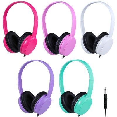 Gaosen Classroom Headphones Bulk 5 Pack for Kids Student K-12, School On Ear Wired Headset, Durable Comfy Swivel Earphones for Computer Chromebook Laptop Library Airplane Travel(GS30, 5Mixed)
