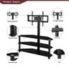 35.4 inch Black Multi-Function TV Stand Height Adjustable Bracket Swivel 3-Tier for 32-65 INCH TVS Height and Angle Adjustable Multi Function Tempered Glass Metal Frame for Multiple Media Devices view 2