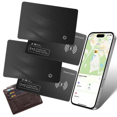 AirTag Card Wallet Tracker Set of 4 - Apple Find My (iOS Only) - 2025 Ultra-Slim 1.8mm Smart Finder, IP67 Locator for Men's Wallets & Luggage Black