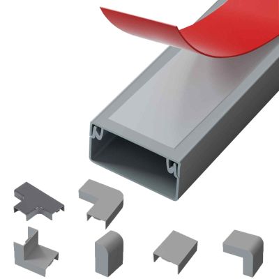 Cord Hider Cord Covers for Wires on Floor, Cable Covers Heavy Duty PVC Duct Self Adhesive, Cable Management Prevent Trip Hazard for Home Office or Outdoor Settings(Gray,1.5x1cm/0.6x0.4in)