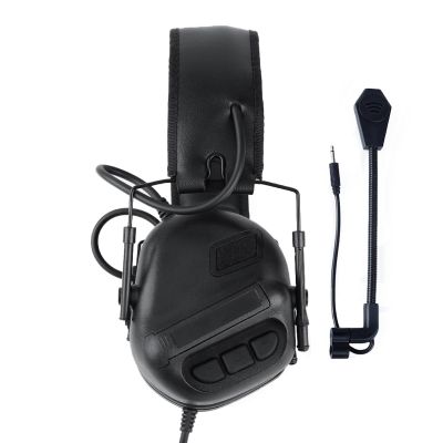AHTCPO Helmet Communication Headset, Retractable and foldable, with Detachable Microphone, for Military(Black)