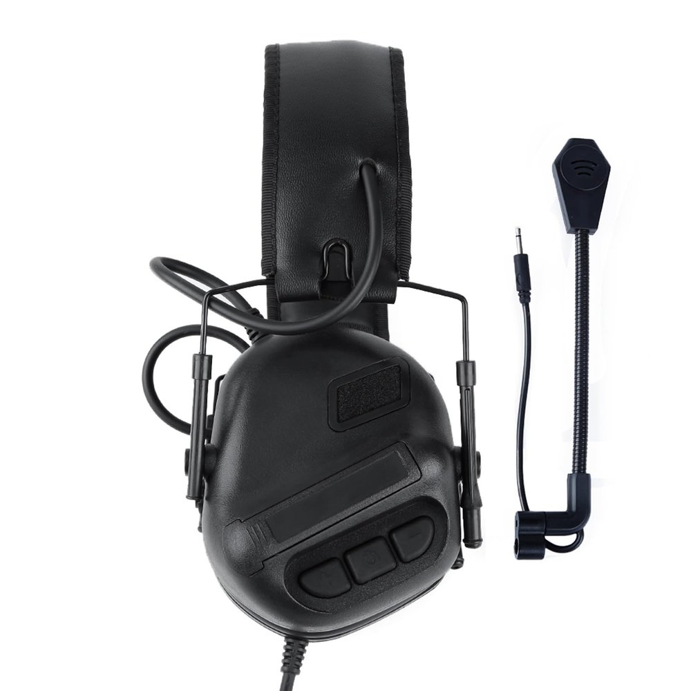 AHTCPO Helmet Communication Headset, Retractable and foldable, with Detachable Microphone, for Military(Black)